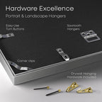 Homeforia Silver 22x28 Picture Frame, Rectangular Metal Poster Frame with Mat, 22 x 28 Frame Matted to 18 x 24 Photo, Wall Mount, Minimalist Style, Tempered Glass, Wall Hook Included