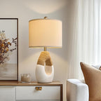 OYEARS 22” Boho Table Lamps for Bedroom Living Room Upgraded Set of 2 Medium Farmhouse Rattan Table Lamps, Rustic Home Decoration Nightstand Bedside Lamp for Office (Not Include Bulbs)