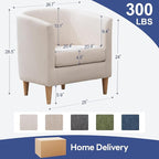 Accent Barrel Chair, Modern Comfy Living Room Chairs with Armrest Small Reading Chair with Cozy Soft Padded for Bedroom Reception Room Cafe,White