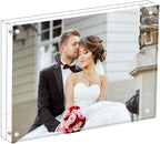 Magicool Premium Acrylic Photo Frame- Magnet Photo Frame -Double Sied Thick Desktop Frames (4x4 5 pack)