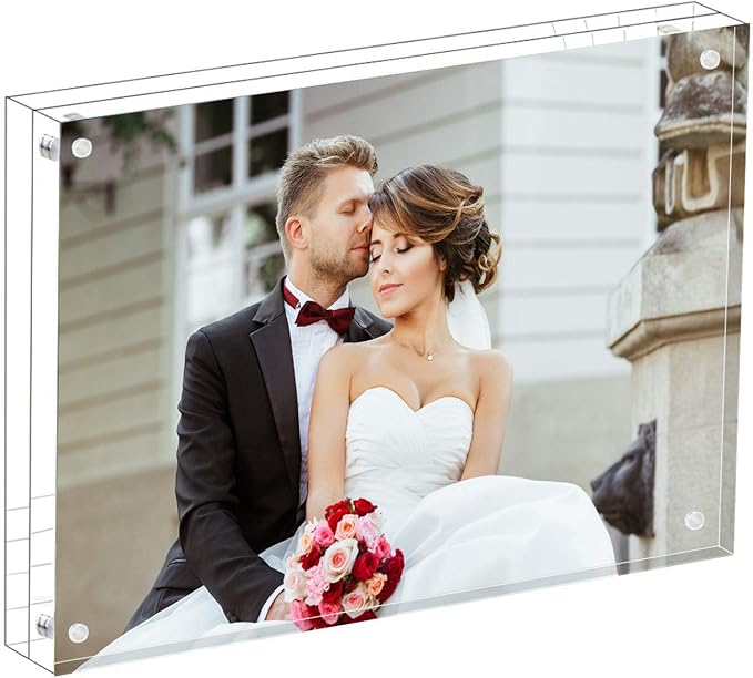 Magicool Premium Acrylic Photo Frame- Magnet Photo Frame -Double Sied Thick Desktop Frames (4x4 5 pack)