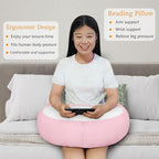 Reading Pillow Lap Pillow for Reading Gaming Pillow for Arms Crochet Pillow Provides Wrist & Elbow Support Suitable for Reading Gaming Working While Sitting on The Bed Floor or Sofa （Pink）