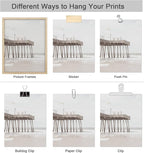 SIGNWIN Poster Bathroom Decor, Wall Art Room Decor Multicolor for Living Room, Bedroom, Office White Minimalist California Ocean Beach Seashore Pier Nature Wilderness Realism Landscape - 12"x16"x4