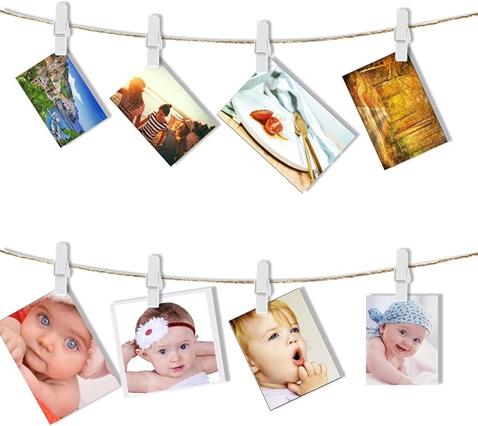 CCINEE Cute Wooden Clothespins White Craft Peg Pins Sturdy Mini Pins Clips, 1 Inch, 72 Pieces in Total