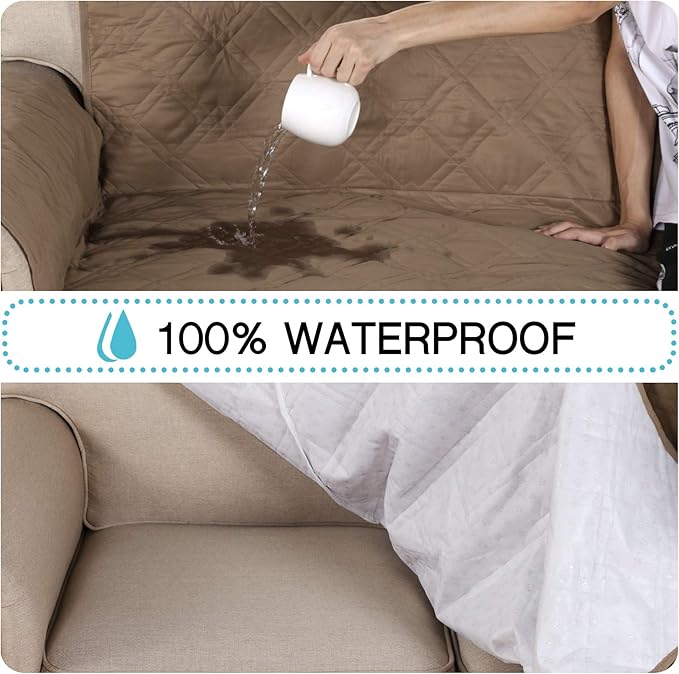 Flamingo P 100% Waterproof Furniture Covers for Sofa Slip Resistant Sofa Slipcover Protector Non-Slip Furniture Protector (Seat Width Up to 54" Taupe)