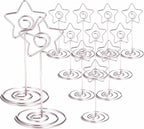 12pcs Table Number Holders Metal, 3.35 inch Place Card Stands for Wedding Centerpieces, Birthday Party - Table Card & Photo Picture Holders (Silver-Star Shaped)