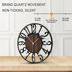 Large Wall Clock for Living Room Decor, 16 Inch Non Ticking Silent, Battery Operated Modern Vintage Oversized Wall Clock for Bedroom Kitchen