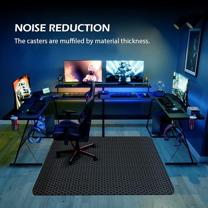 SALLOUS Chair Mat for Hard Floor, 60" x 36" Gaming Chair Mat for Hard Surface, Rolling Chair Floor Mat for Home Office - Not for Carpet (Black)