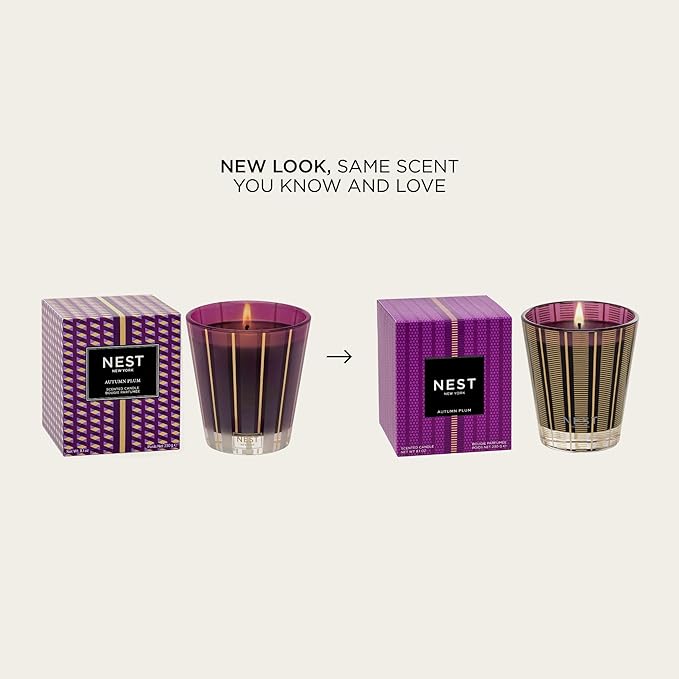 NEST New York Scented Classic Candle, Autumn Plum - 8.1 oz - Up to 60-Hour Burn Time - Reusable Glass Vessel