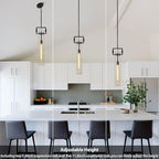 Modern Black Pendant Light, 21.6'' kitchen pendant lighting over island, Adjustable Height Glass Pendant Light Fixtures Large Pendant Lights Kitchen Island, for Dinning Room Farmhouse Bedroom Bathroom