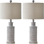 BOBOMOMO 24.5" Farmhouse Rustic Retro 24.5'' Table Lamp Set of 2 for Bedroom Living Room Traditional Nightstand End Table Lamps