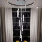 H138 High Ceiling Chandeliers for Foyer 12 Lights Crystal Bubble Column Chandelier for Living Room and Dining Room LED Pendant Lighting