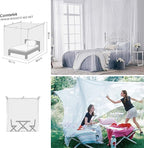 Bed Canopy, Canopy Bed Curtains Bed Drapes for Full Queen King Size Bed Mosquito Net Bed Canopy Curtains for Patio Indoor Outdoor Room Decor Screen Netting Canopy Curtains White