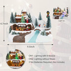 Vigdur Christmas Village Houses - Animated Christmas Village with Colorful Lights & 8 Xmas Music Battery Powered Xmas Collectible Buildings for Home Tabletop Gift
