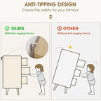 Alohappy Fluted 6 Drawer Dresser with Charging, 57" Wide Wood Dresser TV Stand, Mid Century Modern Long Dressers with Curved Profile Design for Closet (Natural Oak, 17.7" D x 57" W x 31.5" H)