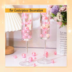 300Pcs Pearl Vase Filler, Pink No Hole Faux Pearl Beads for Centerpieces Vases, Candle Centerpieces, Wedding Birthday Party Home Decor 8/10/14/20mm