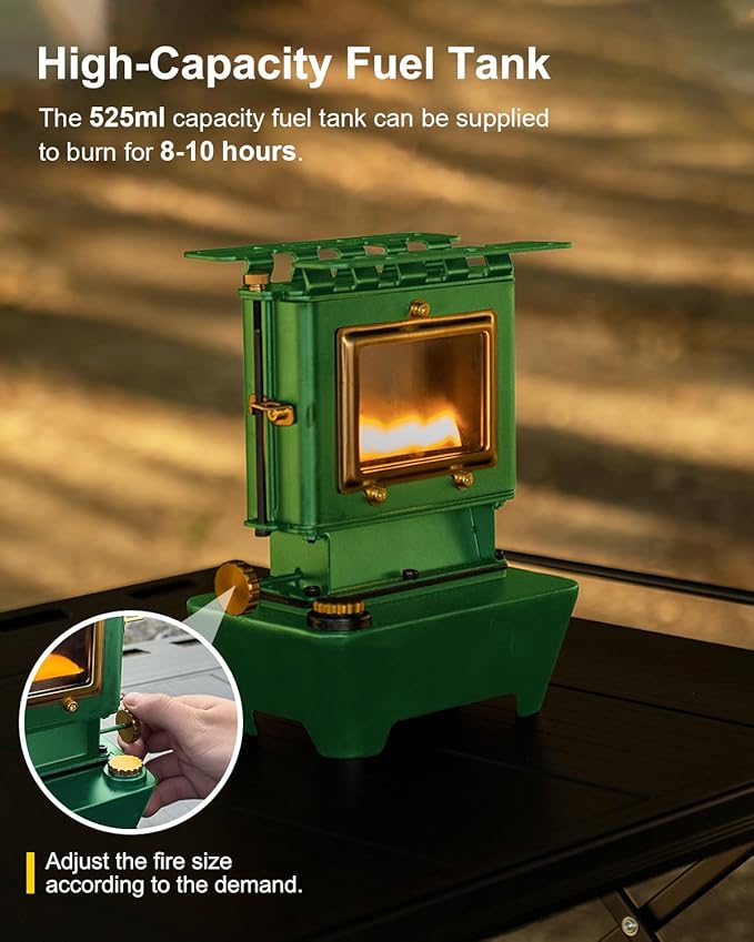 Camping Oil Lantern，Oil Lamp with Cooker Stove，Fuel Lamp for Outdoor，Portable Oil Lamp，Portable and Convenient for Heating and Cooking (Greeen)