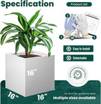 White Steel Planter Square Outdoor Planters Galvanized Steel Planter Box Indoor Metal Large Planters Cube Heavy Duty Flower Pot 16 Inch Modern Commercial Residential for Trees Patio Deck Yard Garden