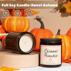 Auelife Fall Candle, Caramel Pumpkin Scented Candle – Fall Soy Candles for Home, Cozy Autumn Aromatherapy Candles, Sweet Pumpkin & Caramel Fragrance | Gift for Women, Home Décor