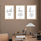 FZMHASLWW Faith Hope Love Sign Wall Decor 24"×16" Set of 3 Bible Verse Christian Scripture Wooden Framed Wall Hanging Art (Wood)