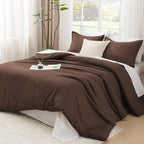 Litanika Brown Comforter Set Twin/Twin XL Size, 2 Pieces Lightweight Solid Bedding Comforter Set, All Season Fluffy Bed Set (66x90In Comforter & 1 Pillowcase)