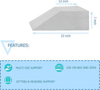 24-Inch Leg Support Pillow, Full Foam Top, Legs and Back Support for Acid Reflux, Foam Incline, Multi-Purpose, Comfortable, Increases Blood Flow, Promotes Breathing, White