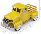 Metal Truck Decor,Farmhouse Truck Decor,Decorative Tabletop Storage & Pick-up Metal Truck Planter,12.5" x 5.75" x 6.25" inches (Yellow)