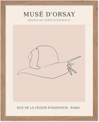 Poster Master Vintage Poster - Retro One Line Snail Drawing Print - Snail Line Art - Minimal Gift for Men, Women, Animal Lover - Abstract Wall Decor for Home, Office, 8x10 Beige Framed
