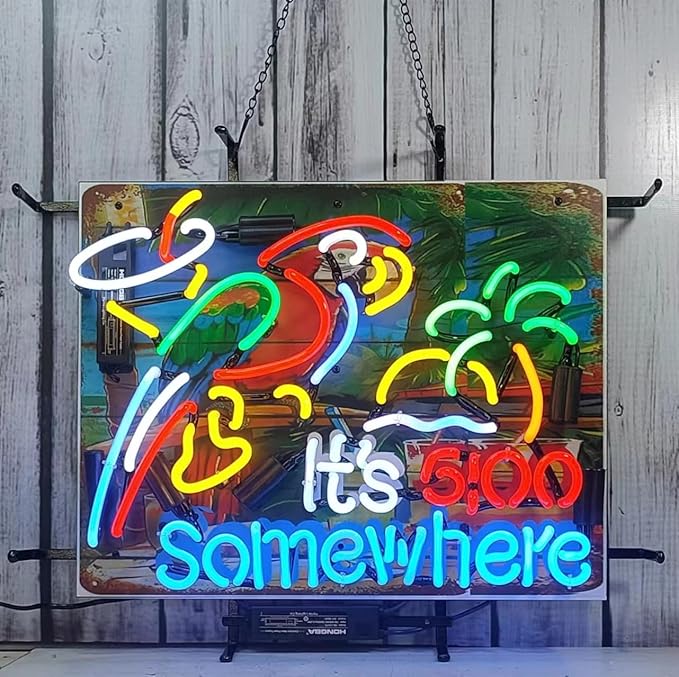 Its 5 O'clock Somewhere Neon Signs Beer Bedroom Sign Glass Neon Signs for Pub Hotel Man Cave Birthday Party Neon Light Art Wall Lights 24 X 20 Inches