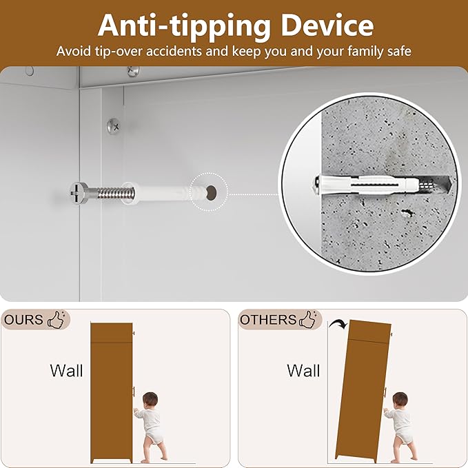Kitchen Cabinet, 90" Tall Metal Pantry Cabinet, Freestanding Cupboards with One Drawer, Food Storage Cabinets for Dining, Living Room, White, 16" D x 32" W x 90" H, Assembly Required
