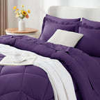 CozyLux King Size Comforter Set Purple - 7 Pieces Bed in a Bag King, Luxury Soft Bed Set for All Seasons, Bedding Set with Down Alternative Comforter, Sheets, Pillowcases & Shams