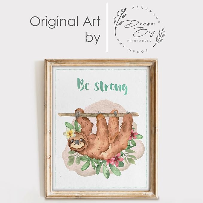 Sloth Art Prints (Set of 4) - Unframed - 8x10s | Perfect for Adding a Touch of Whimsy to Your Living Room, Bedroom, or Nursery | Ideal Wall Decor for Animal Lovers and Fans of Cute, Laid-back Decor