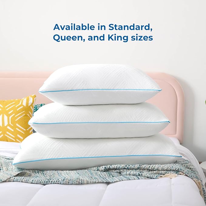 LINENSPA Shredded Gel Memory Foam Pillow – Cooling Bed Pillow – Side, Stomach, and Back Sleepers – King