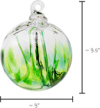 Luke Adams Glass | 3" Mini Glass Tree of Life | Handmade Ornament | Hanging Garden Gazing Ball | Indoor Outdoor Home Décor | (Adventurine Green)