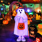 Halloween Decorations Ghost Decor Light-Up Color-Changing Spooky Ghost Porch Decorations Trick or Treater with Candy Pocket, Ghost Halloween Decor for Yard Lawn Home Indoor Outdoor 1PACK 38" H