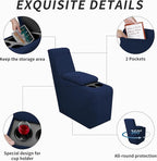 Easy-Going 2-Piece Recliner Console Cover for Reclining Loveseat Covers Stretch Jacquard Middle Console Cover for Recliner Couch and Sofa Navy