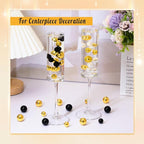 300Pcs Pearl Vase Filler, Black BrightGold No Hole Faux Pearl Beads for Centerpieces Vases, Candle Centerpieces, Wedding Birthday Party Home Decor 8/10/14/20mm