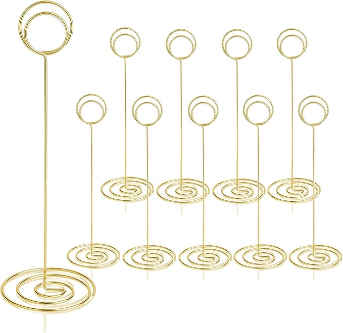 Table Number Holders 10Pcs - 8.75 inch Tall Table Number Stands Place Card Holder for Wedding Party Graduation Reception Restaurant Home Photo Picture Office Memo (Gold, 8.75")