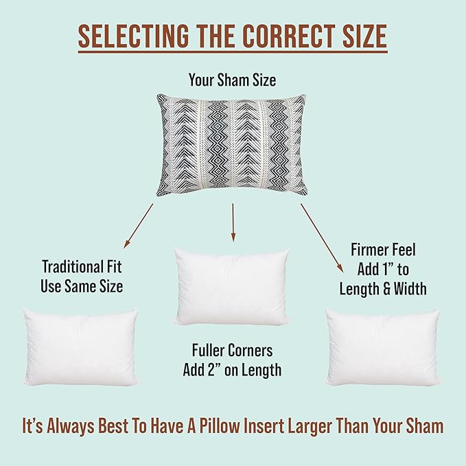 Pillowflex Synthetic Down Alternative Pillow Inserts for Shams - Comfy Pillows for Sleeping, Perfect Pillow & Best Sleeping Pillows, Handmade Down Alternative Throw Pillow Inserts - (16x26 Set of 2)