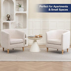 Accent Barrel Chairs Set of 2, Modern Comfy Living Room Chairs with Armrest Small Reading Chair with Cozy Soft Padded for Bedroom Reception Room Cafe,White