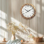 Presentime & Co. Farmhouse Series, Rustic Woven Clock, 14 inch, Natural Woven Water Hyacinth/Sea Grass. Wall Sculpture, Wall Art and Timepiece for Home Decoration/Decoration/Farmhouse Décor