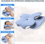 Cervical Neck Pillow for Pain Relief - Contour Memory Foam Pillows with Cooling Pillowcase, Neck Support Pillows for Sleeping, Ergonomic Orthopedic Pillow for Side, Back, Stomach Sleepers (Blue)