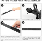 6 Picture Frames Collage Wall Decor With 30 Clips, Wood Photo Frame, No Drilling Required, Adhesive Stickers, Easy to Install, Black.