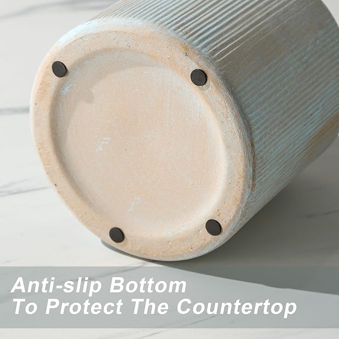 Farmhouse Vase for Home Decor, Vintage Rustic Terracotta Flower Vase Suitable for Home Decor, Living Room, Shelf, Dining Table. 7IN.Light Green