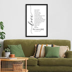 Love Is Patient Kind Sign 1 Corinthians 13 Wall Decor 16"×11" Love Never Fails Quotes Bible Verse Wooden Framed Wall Hanging Art (Black)