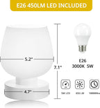 Cordless Bedside Lamp, Portable Rechargeable Table Lamps for Bedroom for Night Stands, Touch Stepless Dimmable Desk Lamp, Warm LED Bulb, Round Shape, 1 Set, White