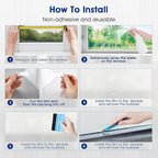 Privacy Window Film Static Cling, Frosted Glass Decorative Window Film with 96% UV Blocking, Non-Adhesive Removable Window Cling for Home Office Bathroom, 17.5 x 118.1 Inches, White