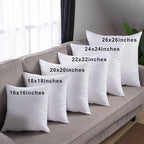 HITO 20x20 Pillow Inserts (Set of 2) - Down Alternative 100% Cotton Cover Decorative Square Throw Pillows White for Couch Bed Sofa