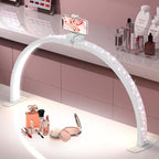 Foldable Large Half Moon LED Light,22" Arch Light with Rhinestone-Encrusted for Table Nail Desk with Phone Stand, Upgrade Arch Light for Nail Techs (White, Small)