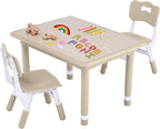 Toddler Table and Chair Set, Height Adjustable-Upgrade Kids Table and 2 Chairs for Ages 3-8, Multi-Activity Toddler Play Table with Graffiti Desktop for Home/Daycare/Classroom